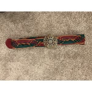 Hollister Y2K Boho 100% Leather Multicolored Braided Belt Brass Buckle, XS/S